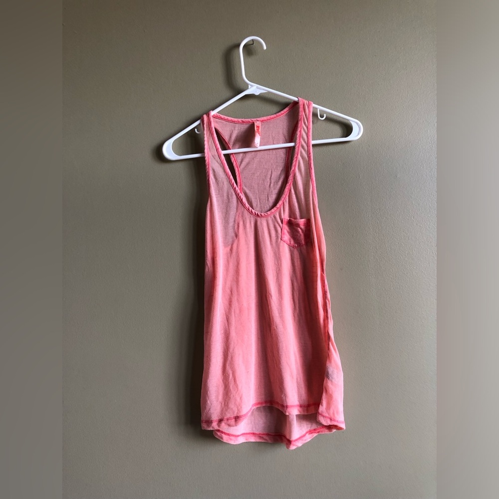 Garage Women’s Orange Coral Sheer tank top size small